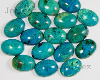 Natural Chrysocolla Oval Cabochon 3x5mm TO 13X18mm Flat Back Loose Calibrated Gemstone