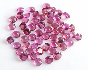 Faceted Round Cut Pink Tourmaline Gemstone: Calibrated 1.5-6mm Loose Stone