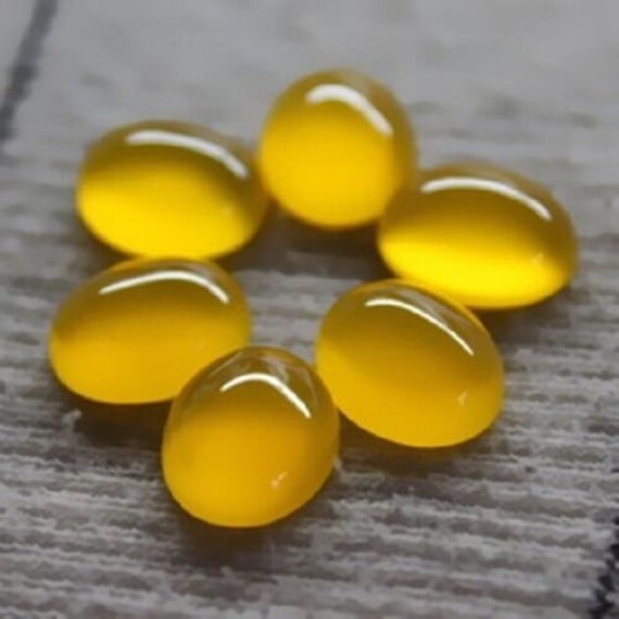 Yellow chalcedony Oval Cabochon Gemstone Calibrated Stone Loose Cabochon Chalcedony For Jewelry