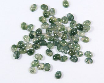 Green Moss Agate Oval Cabochon: Calibrated Loose Gemstone (3x5mm to 15x20mm)