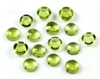 Natural Green Peridot Smooth Polished Flat Back Loose Gemstone Handmade Gemstone August Birthstone Peridot Round Cabochon