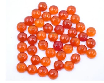 Natural Carnelian Round Cabochon: Polished Red-Orange Gemstone (3x3mm to 20x20mm)