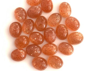 Orange Sunstone Cabochon: Polished Oval Gemstone, 3x5mm-15x18mm