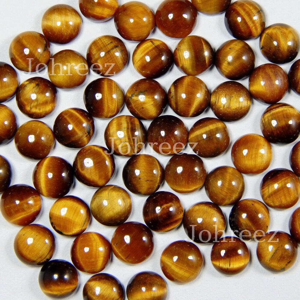 Natural Tiger Eye Round Cabochon Calibrated Gemstone 3x3mm To 20X20mm Flat Back Loose Gemstones