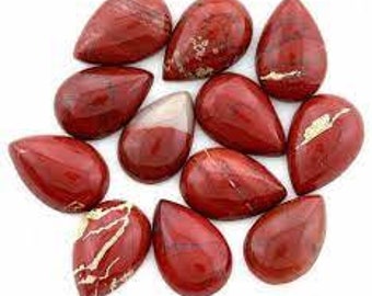 Natural Red Jasper Pear Cabochon Gemstone 3X5mm To 13X18mm Flat Back Loose Jasper Gemstones