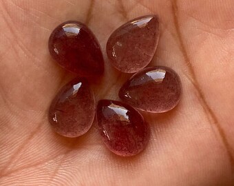 Natural Strawberry Quartz Pear Cabochon Smooth Polished Gemstone 3x5mm To 13x18mm Calibrated Quartz Gemstones