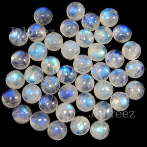 Natural Rainbow Moonstone Round Cabochon Gemstone 3x3mm To 20X20mm Flat Back Loose Gemstone image 1