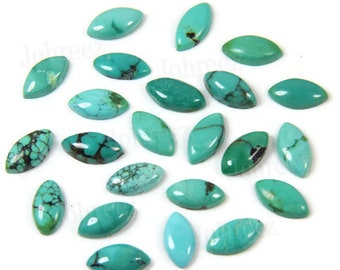 10 Cabochões de Turquesa Natural: Gemas Tibetanas Marquise (6 x 12 a 10 x 20 mm)