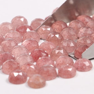 Natural Strawberry Quartz Gemstone: Round Rose Cut Loose Stone (3x3mm to 15x15mm)