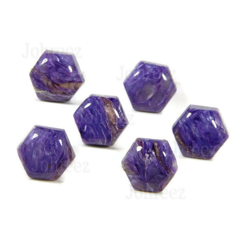 Natural Charoite Hexagon Shape Gemstone Cabochon Flat Back Loose Gemstone 10 Pieces Lot Purple Charoite Gemstone Cabochon