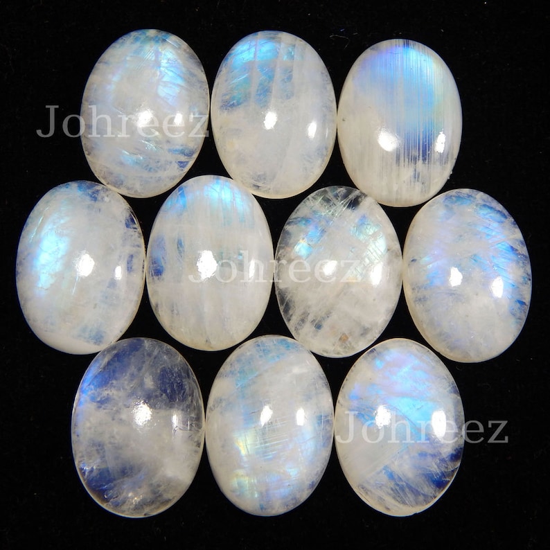 5 Pieces Lot Rainbow Moonstone Cabochon Oval Shape Gemstone Cabochon Smooth Polished