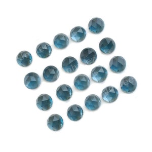 London Blue Topaz Round Rose Cut Gemstone Cabochon 3mm To 10mm Calibrated London Blue Topaz Loose Gemstone Round Rose Cut Flat Back Stone