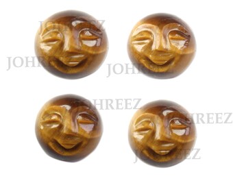Tiger Eye Face Round Carving Gemstone Cabochon Carved Tiger Eye Face Hand Made Carving Good Quality 5 Pieces lot Tiger Eye Face Carved Stone