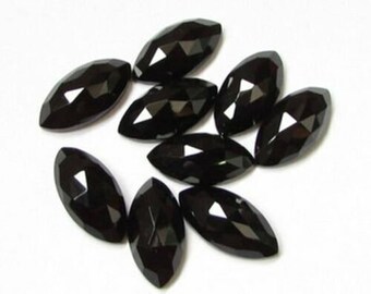 Natural Black Onyx Marquise Rose Cut Gemstone 3x6mm To 10X20mm Flat Back Loose Onyx Stone For Jewelry Making