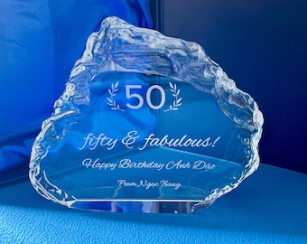 Personalised engraving on Iceberg Shape Crystal Plaque, Birthday gift, Wedding gift, Wedding Anniversary gift