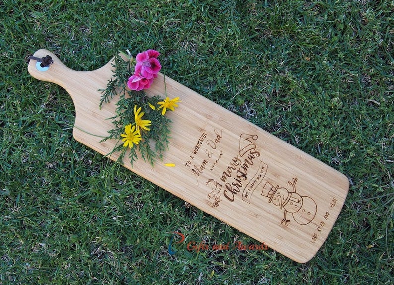 Personalised Engraved Bamboo Long Paddle Serving BoardCheese Etsy