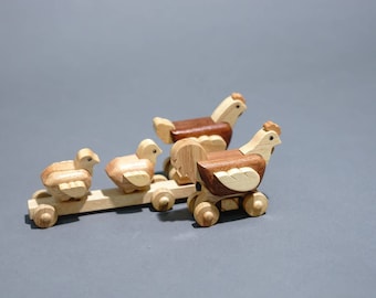 Wooden Chicken Family - Eco Friendly,  Unpainted, Clear Coated Wooden Craft. Free Delivery to Australia