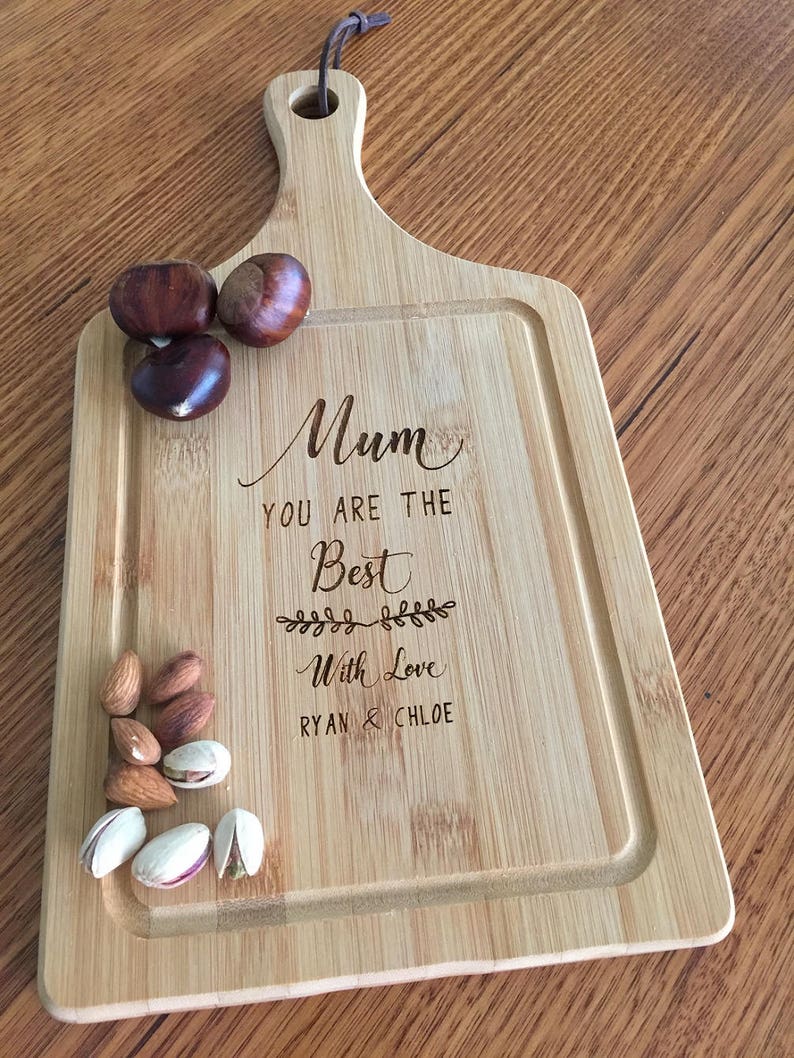 Personalised Engraved Bamboo Small Paddle Serving Boardgift Etsy