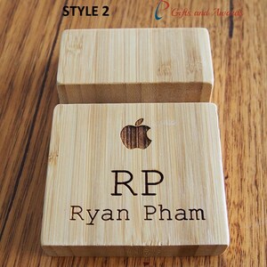 Personalised bamboo mobile phone stand/mobile phone holder- laser engraving - Gift for everyone - personalized gift - Gift for all occasions Style 2