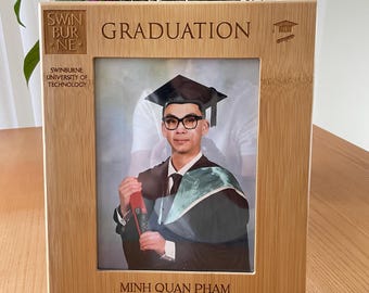 Wall/Desk Bamboo photo frame, Personalised engraving, 6x8" photo frame, Graduation Gift