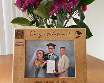 Wall/Desk Bamboo photo frame, Personalised engraving, 6x8" photo frame, Graduation Gift