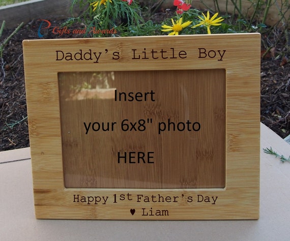 Wall Desk Bamboo Photo Frame Personalised Engraving 6x8 - Daddy S Little Boy Picture Frame Wall Desk Bamboo Photo Frame Personalised Engraving 6x8 - Daddy S Little Boy Picture Frame