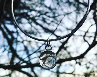 Rutilated quartz sterling silver bangle