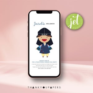 Korean First Birthday invitation editable Mobile invitation Custom boy Korean Doljabi Dol Doljanchi  DIGITAL FILE