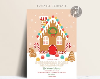 Gingerbread House Decorating Invitation, Gingerbread House Birthday Invitation, Gingerbread Decorating Christmas Party, Birthday Invitation