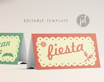 Blank Fiesta Table Tents, Buffet Tents, Food Tents, Cinco de Mayo Party Supplies, Mexican Theme Party Editable Instant download