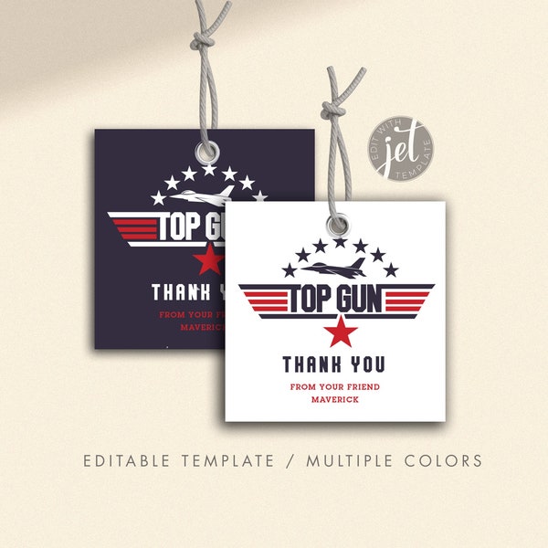 Top Gun Tag Space Airplane Thank you tag Birthday Party invitation retro favor tags doljanchi first birthday custom printable  download