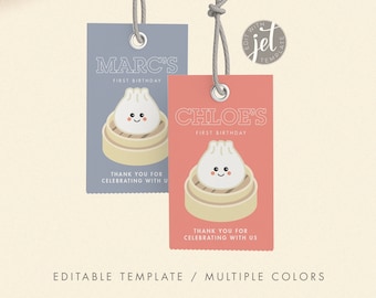 Dumpling Tag Thank you tag Birthday Party baby shower favor tags up up away custom printable download