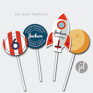 Rocket Cupcake topper, Space party, Space Rocket Birthday Party, Rocket Moon Clouds First doljanchi CUSTOM DIGITAL DOWNLOAD
