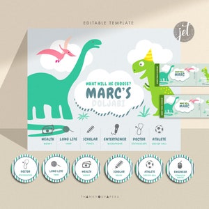 Doljabi Doljanchi Board Korean First Birthday Set Kit Boy Girl Korean Dol dohl Dino Dinosaur Blue Green Stripes printable DIGITAL FILE