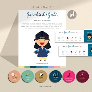 Doljanchi Korean Hanbok Boy First Birthday 3 ITEM Set Kit Custom Korean Chinese Zhuazhou Dol Doljabi printable DIGITAL FILE