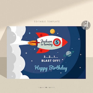 Rocket Backdrop | Party Banner | Poster | Signage | Personalised | Birthday Backdrop | Printable Template ONLY