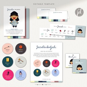 Doljanchi Korean First Birthday 6-Item Set Custom Boy Modern Dol Doljabi printable DIGITAL FILE