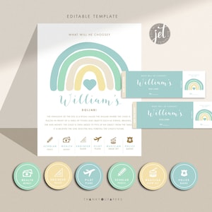 Doljabi Doljanchi Board Korean First Birthday Set Kit Custom Boho Rainbow Dol Doljabi Zhuazhou blue printable DIGITAL FILE
