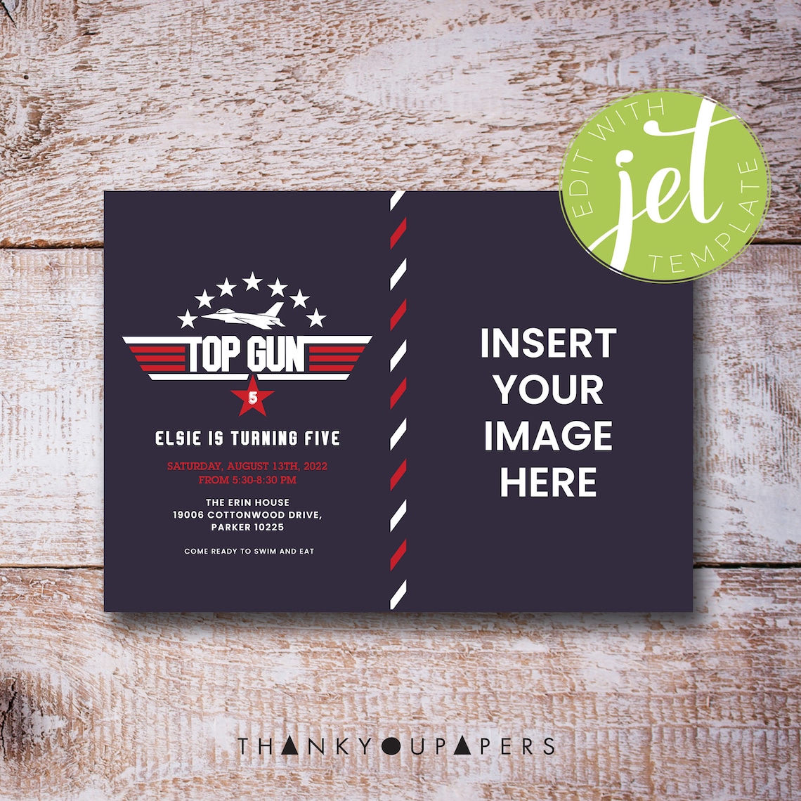 Top Gun Invitation Airplane Birthday Invitation Top Gun Etsy