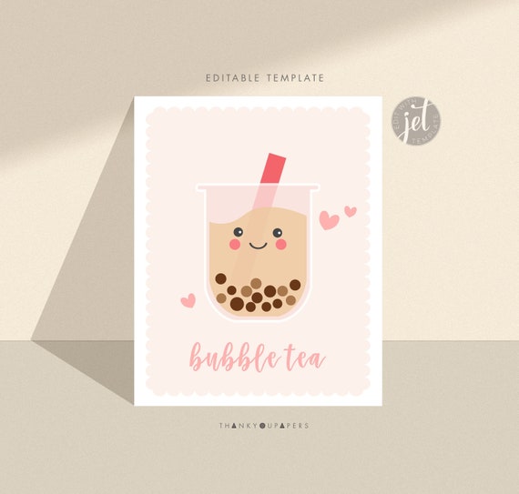 Buy Kawaii Cute Boba Bubble Tea Tapioca Milk Tea Taro Pink Blue Poster  Printable, Business Information Signage digital Download Printable File  Online in India 