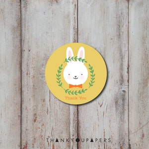 Bunny Party Favor Round Tags Thank You Tags Easter Sticker Themed ...