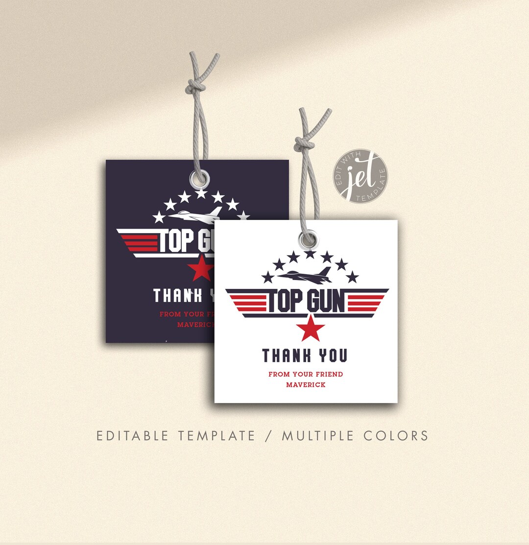 Top Gun Tag Space Airplane Thank You Tag Birthday Party Invitation