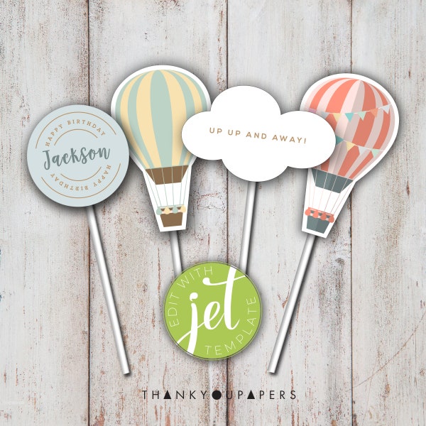 Hot Air Balloon Cupcake Toppers - Etsy