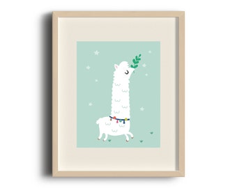 Lama-Druck, Alpaka-Druck, Tierdekor, Wandkunst, Alpaka-Poster, Lama-Poster Kinderzimmer-Druck, Küchenkunst, druckbares Poster, digitaler Download