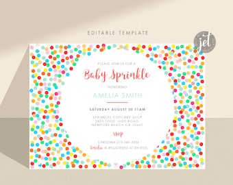 Baby Sprinkle Invitation, Confetti Sprinkle baby Shower Invitations, Sprinkled, Printable Gender Neutral Baby Shower DIGITAL FILE DIY