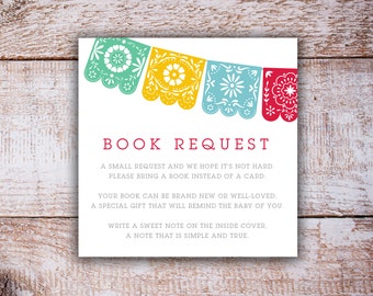 Fiesta Bridal Shower Mexican Lace Baby Shower Book request Insert, coco Gender Neutral Books For Baby Cards book request INSTANT DOWNLOAD