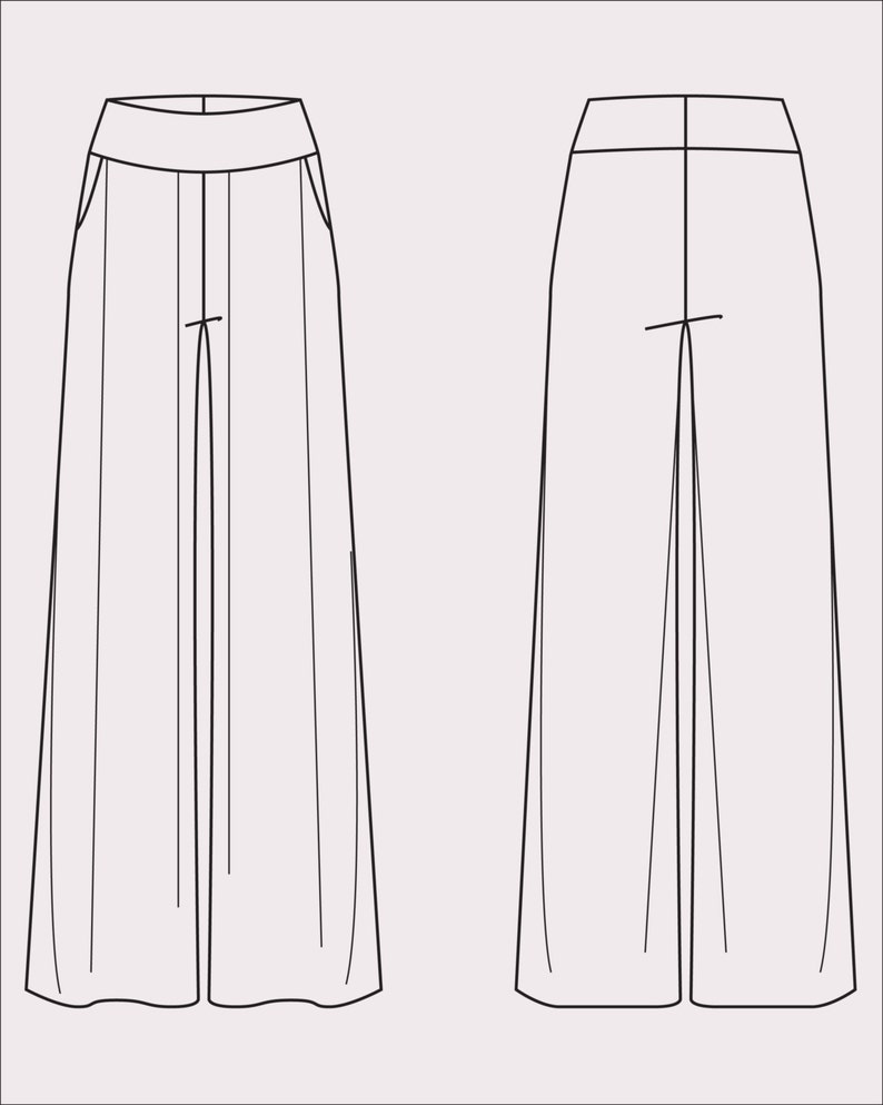 Women's Pant Sewing Pattern PDF Wide Leg Pants with front pleat 画像 2