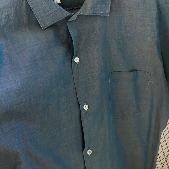 True Vintage men’s cotton shirt/blue shirt/c.1950… - image 2