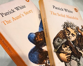 Patrick White/par de libros vintage de Penguin de los años 70/literatura australiana/autores famosos/ficción del siglo XX/La historia de la tía/El mandala sólido