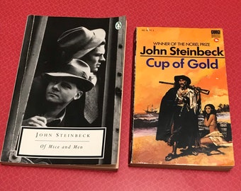 John Steinbeck/your choice of two titles by the famous American author/1990’s Penguin Classics/Of Mice and Men/1970’s Corgi/Cup of Gold.